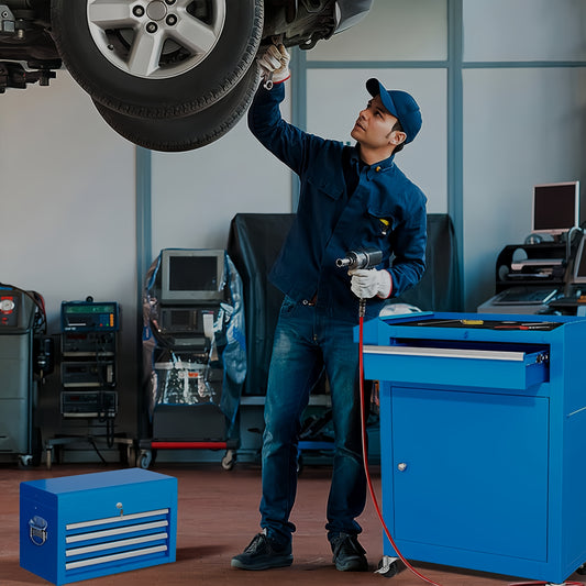 Steel 5-Drawer Rolling Tool Chest Detachable Metal Tool Cabinet Locker With Wheels - Matte Blue