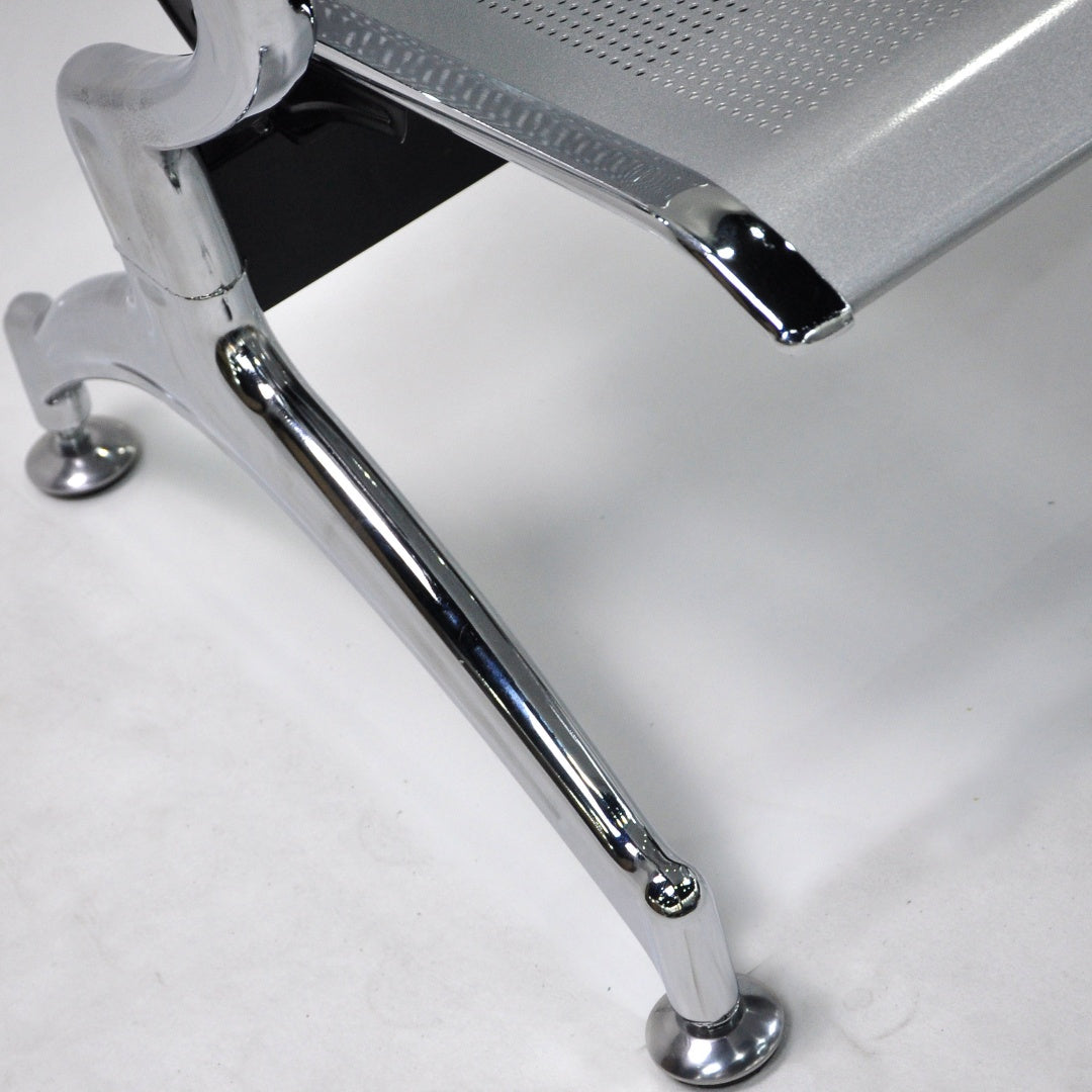 Steel Chrome 5 Seater Waiting Area Reception Chairs - Shiny Silver