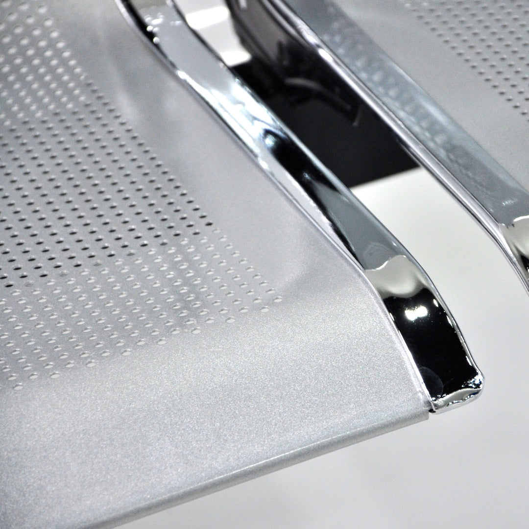 Steel Chrome 5 Seater Waiting Area Reception Chairs - Shiny Silver