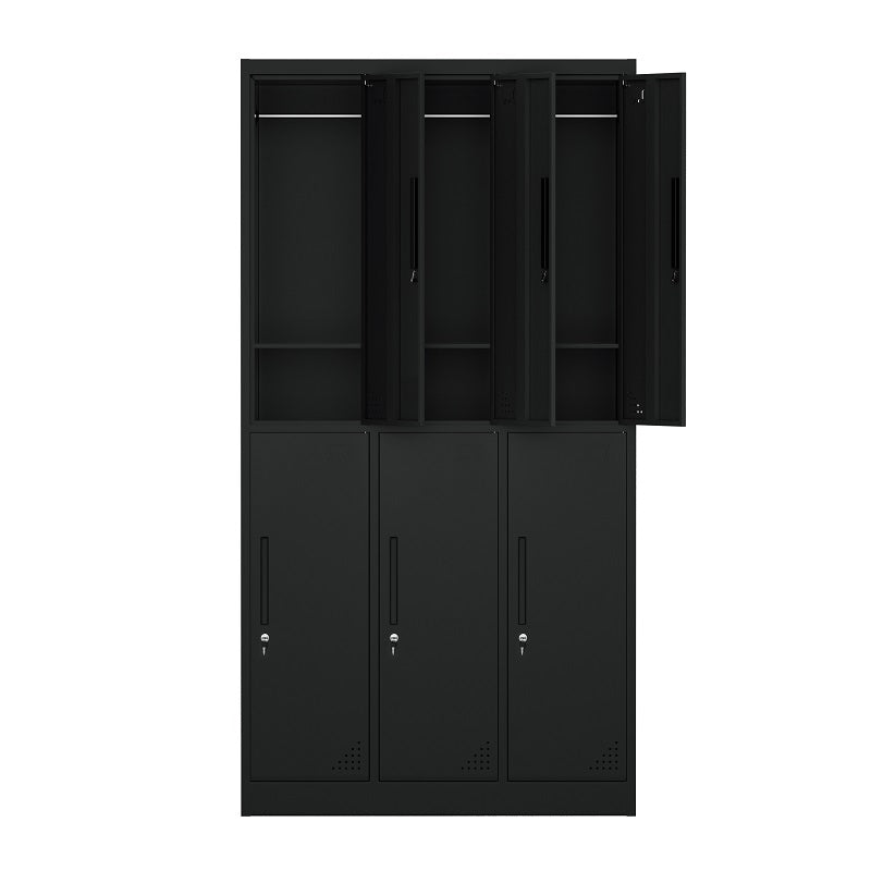 Steel 6 Door Locker Cupboard School / Employee Storage Cabinet With Lock - Black