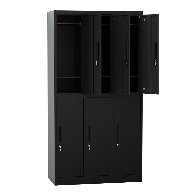 Steel 6 Door Locker Cupboard School / Employee Storage Cabinet With Lock - Black