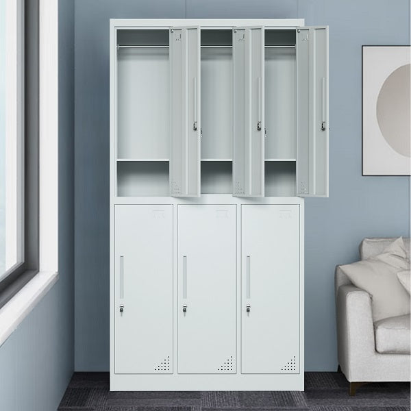 Steel 6 Door Locker Cupboard School / Employee Storage Cabinet With Lock - Light Grey