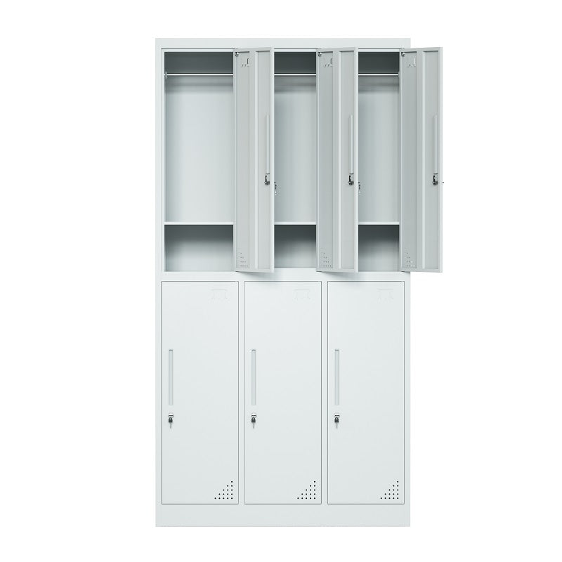 Steel 6 Door Locker Cupboard School / Employee Storage Cabinet With Lock - Light Grey