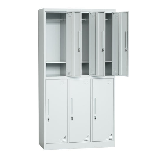 Steel 6 Door Locker Cupboard School / Employee Storage Cabinet With Lock - Light Grey