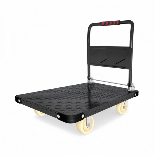 Steel Heavy Duty Foldable Trolley 90cm Platform Truck Cart Hand Push Cart - Black