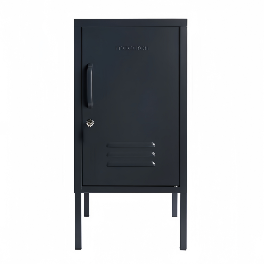 Steel Single Door Bedside Pedestal Locker Shorty Storage Cabinet - Black