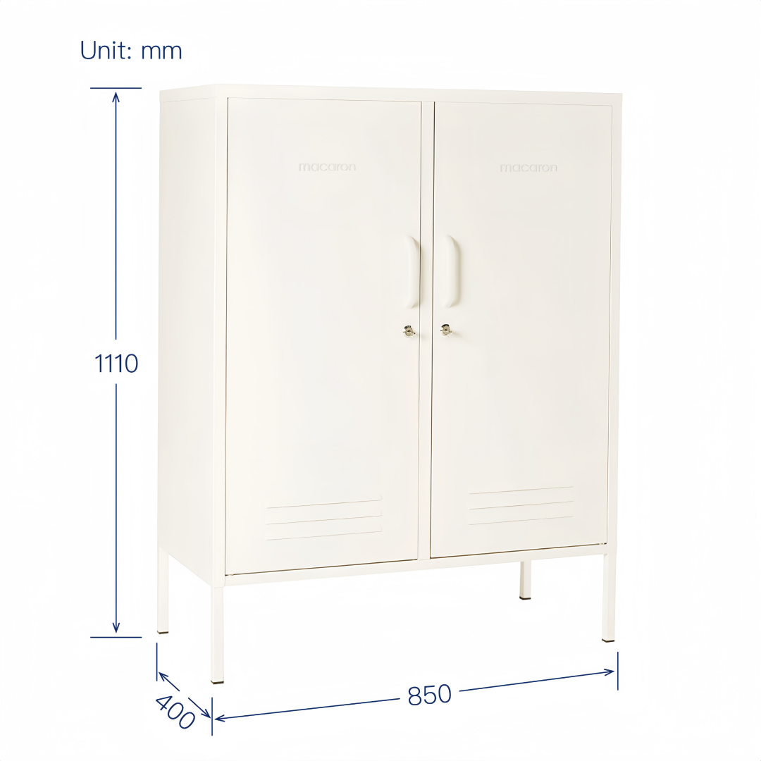 Steel Swing Door Sideboard Midi Locker Storage Cabinet Cupboard - White