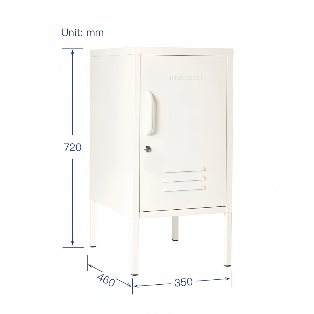 Steel Single Door Bedside Pedestal Locker Shorty Storage Cabinet - White