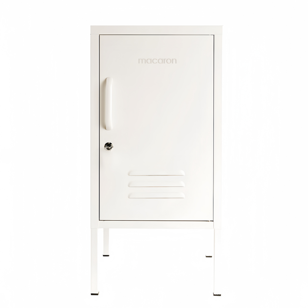 Steel Single Door Bedside Pedestal Locker Shorty Storage Cabinet - White