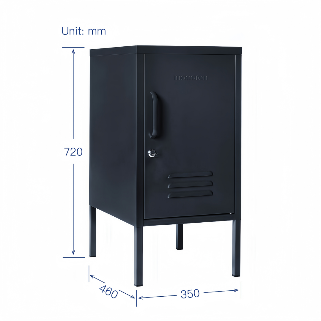 Steel Single Door Bedside Pedestal Locker Shorty Storage Cabinet - Black
