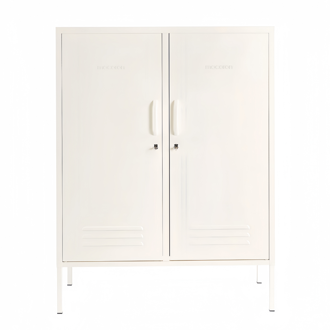 Steel Swing Door Sideboard Midi Locker Storage Cabinet Cupboard - White