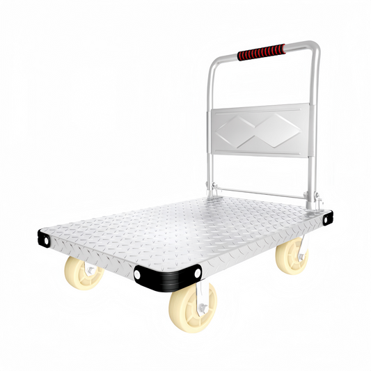 Steel Heavy Duty Foldable Trolley 90cm Platform Truck Cart Hand Push Cart - Silver