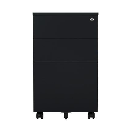 Steel 3 Drawer Mobile Pedestal Filing Cabinet Side-pull Handle With Lock