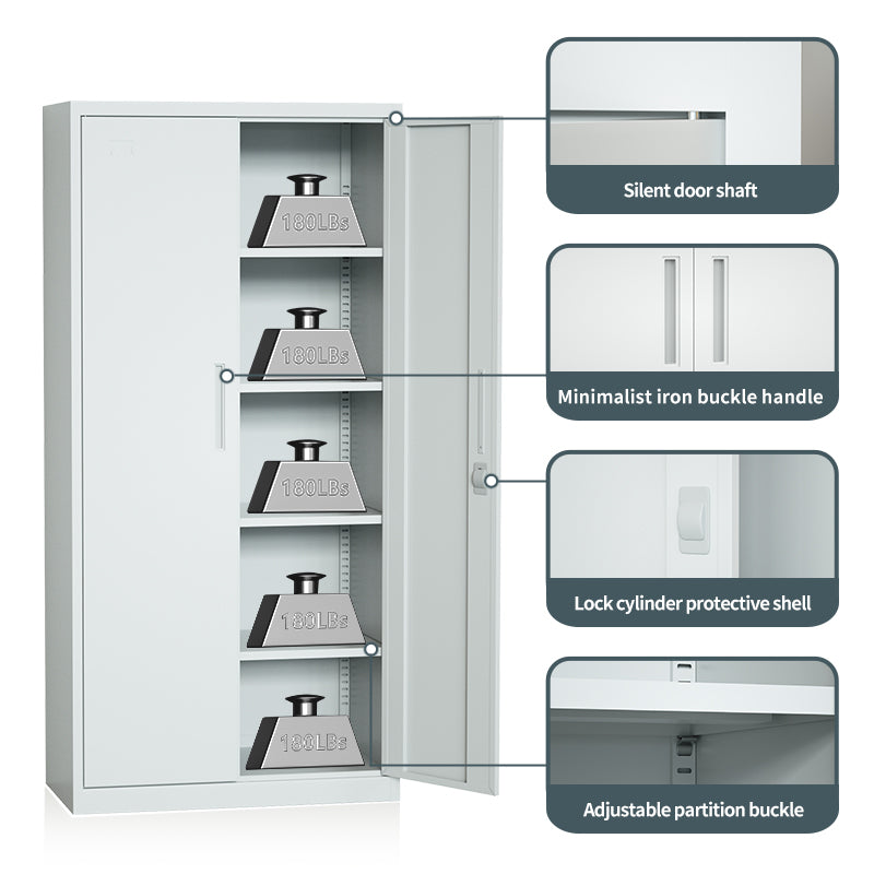 Steel Filing Cabinet Office/Home Storage Cupboard Locker File Organizer - Light Grey