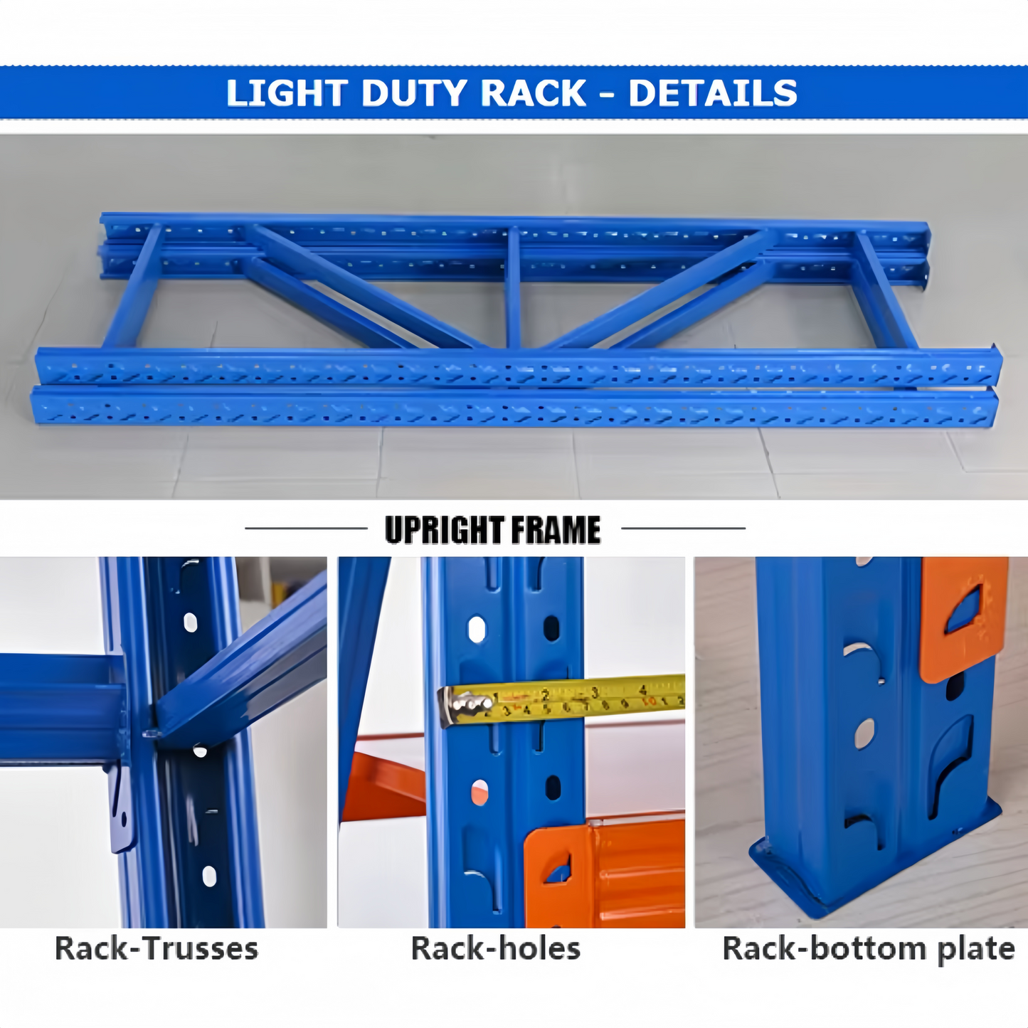 Steel Heavy Duty 4 Shelf Industrial Shelving Adjustable Storage Racks - Orange and Blue