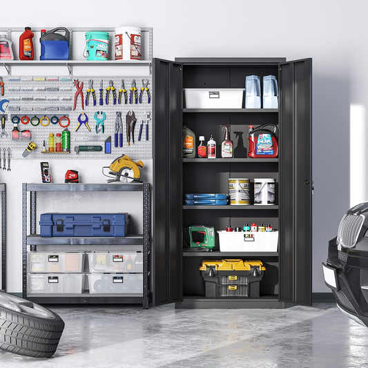 Steel Swing Door Inner Handle Filing Cabinet Storage Cupboard Locker - Black