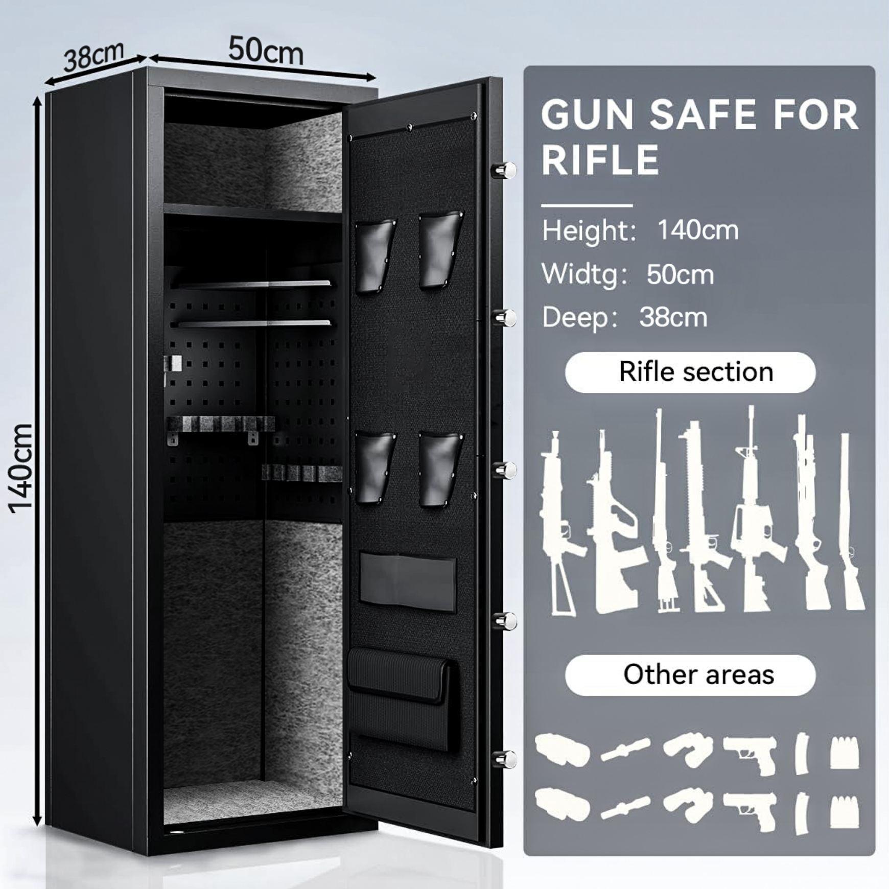 Rifle Safes Locker, Biometric Fingerprint Safety Box, Gun Safe Cabinet, Alarmed Safes, Electronic Home/Office Safes1