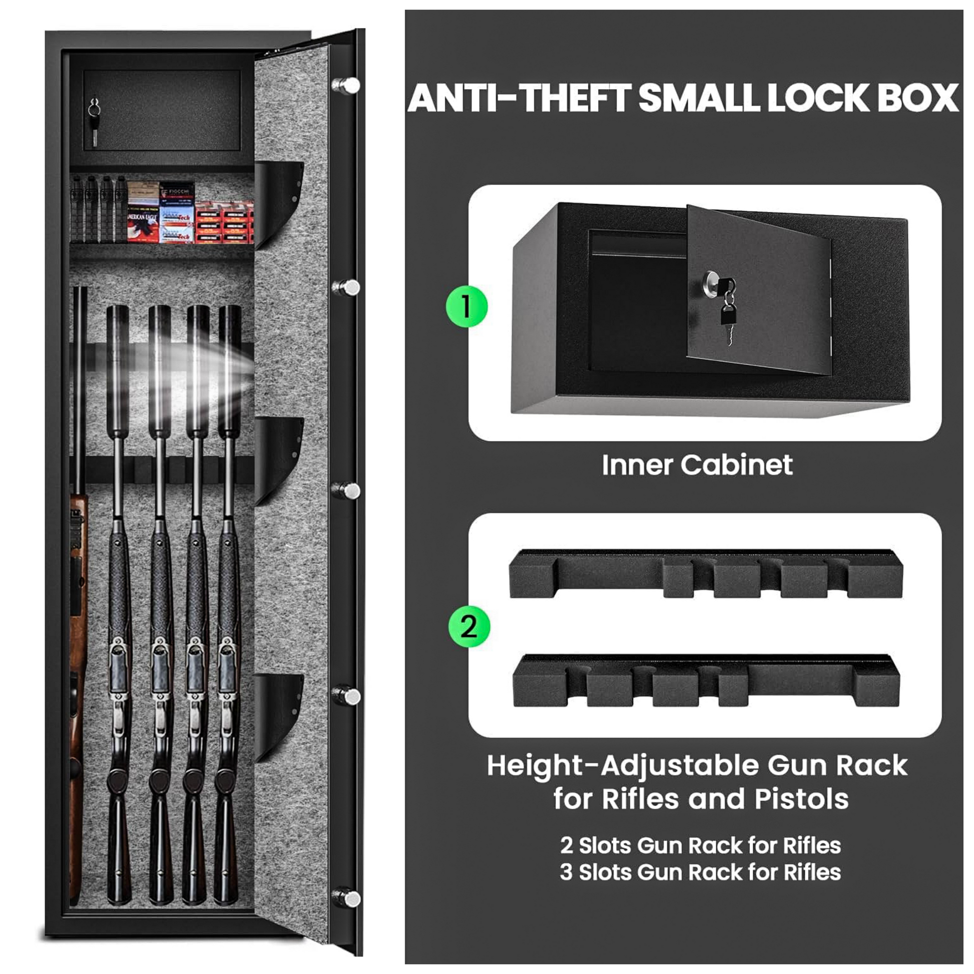 Rifle Safes Locker, Biometric Fingerprint Safety Box, Gun Safe Cabinet, Alarmed Safes, Electronic Home/Office Safes10