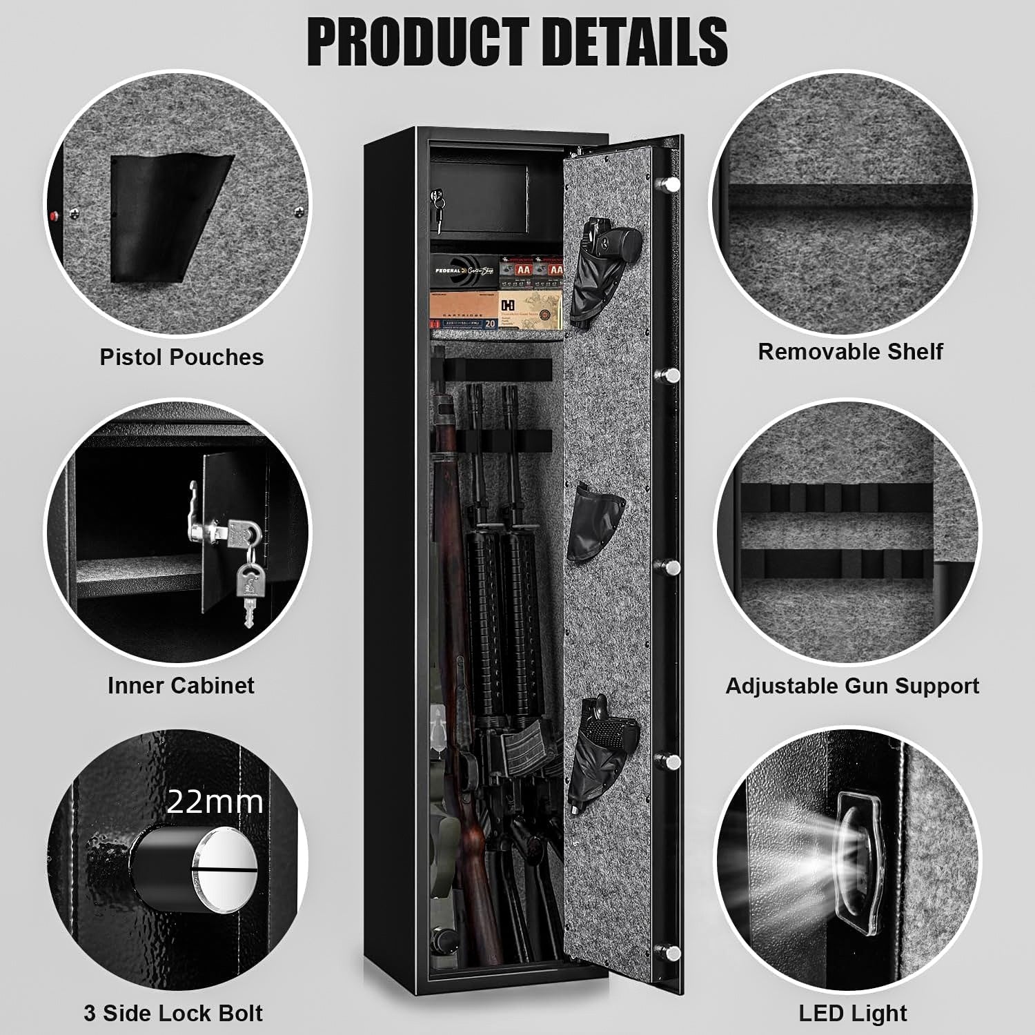 Rifle Safes Locker, Biometric Fingerprint Safety Box, Gun Safe Cabinet, Alarmed Safes, Electronic Home/Office Safes11
