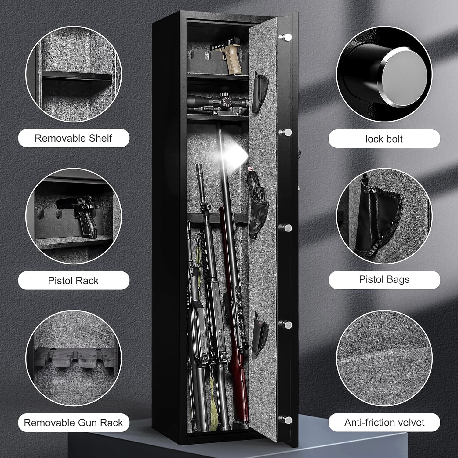 Rifle Safes Locker, Biometric Fingerprint Safety Box, Gun Safe Cabinet, Alarmed Safes, Electronic Home/Office Safes20