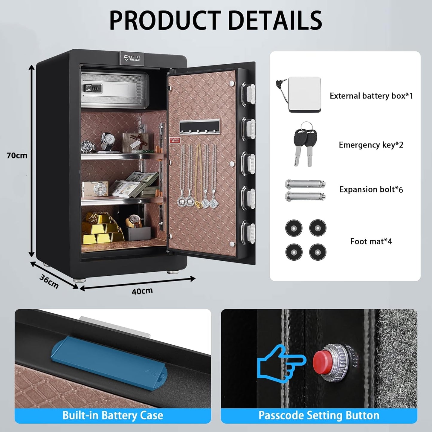 Safes Locker, Fingerprint Safety Box, Alarmed Safe Cabinet, Home Electronic Safes, Office Safes43