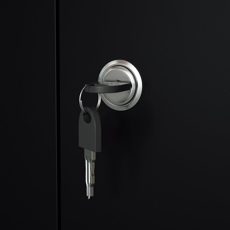 Steel 6 Door Locker Cupboard Storage Cabinet Inner Handle With Lock - Black