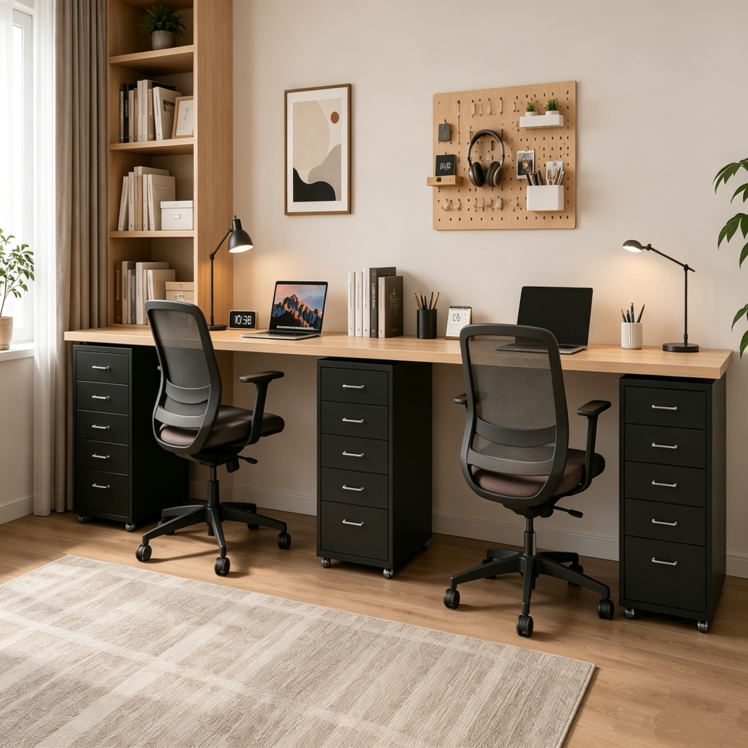 Steel 5 Drawer Mobile File Cabinet Office/Home Under-desk Storage Cupboard - Black