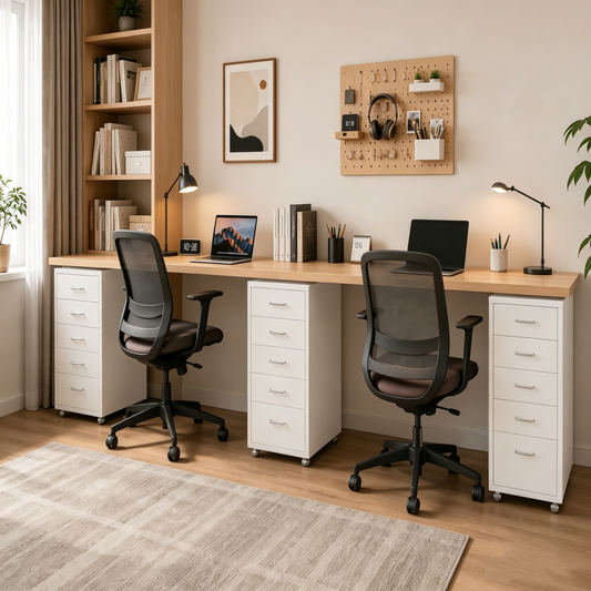 Steel 5 Drawer Mobile File Cabinet Office/Home Under-desk Storage Cupboard - White