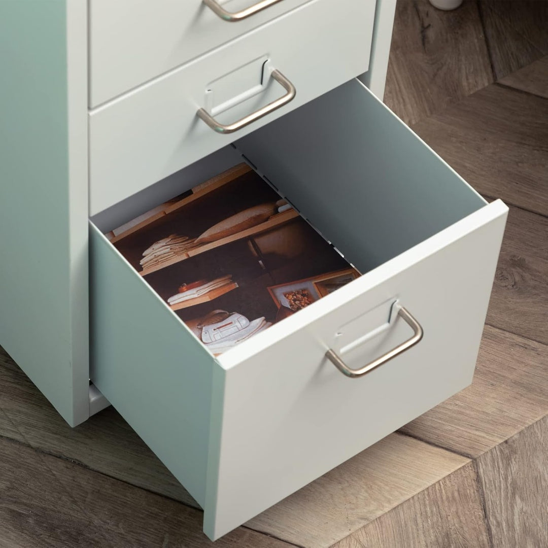 Steel 5 Drawer Mobile File Cabinet Office/Home Under-desk Storage Cupboard - White