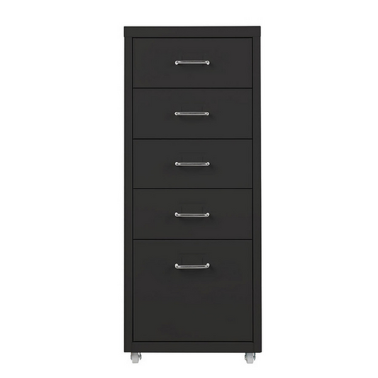 Steel 5 Drawer Mobile File Cabinet Office/Home Under-desk Storage Cupboard - Black