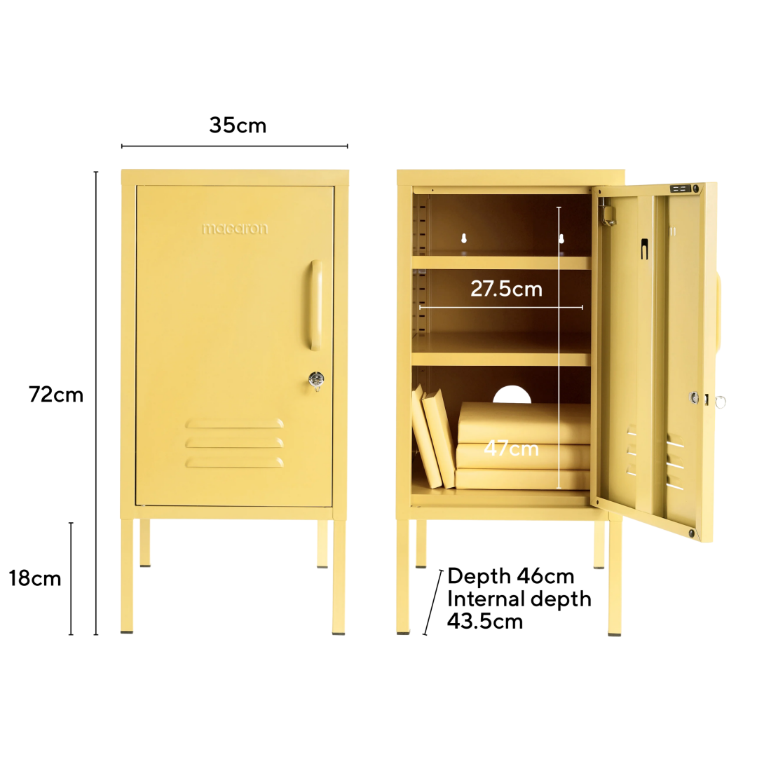 Steel Bedside Pedestal Metal Locker Adjustable Shelves Storage Cabinet - Butter Yellow