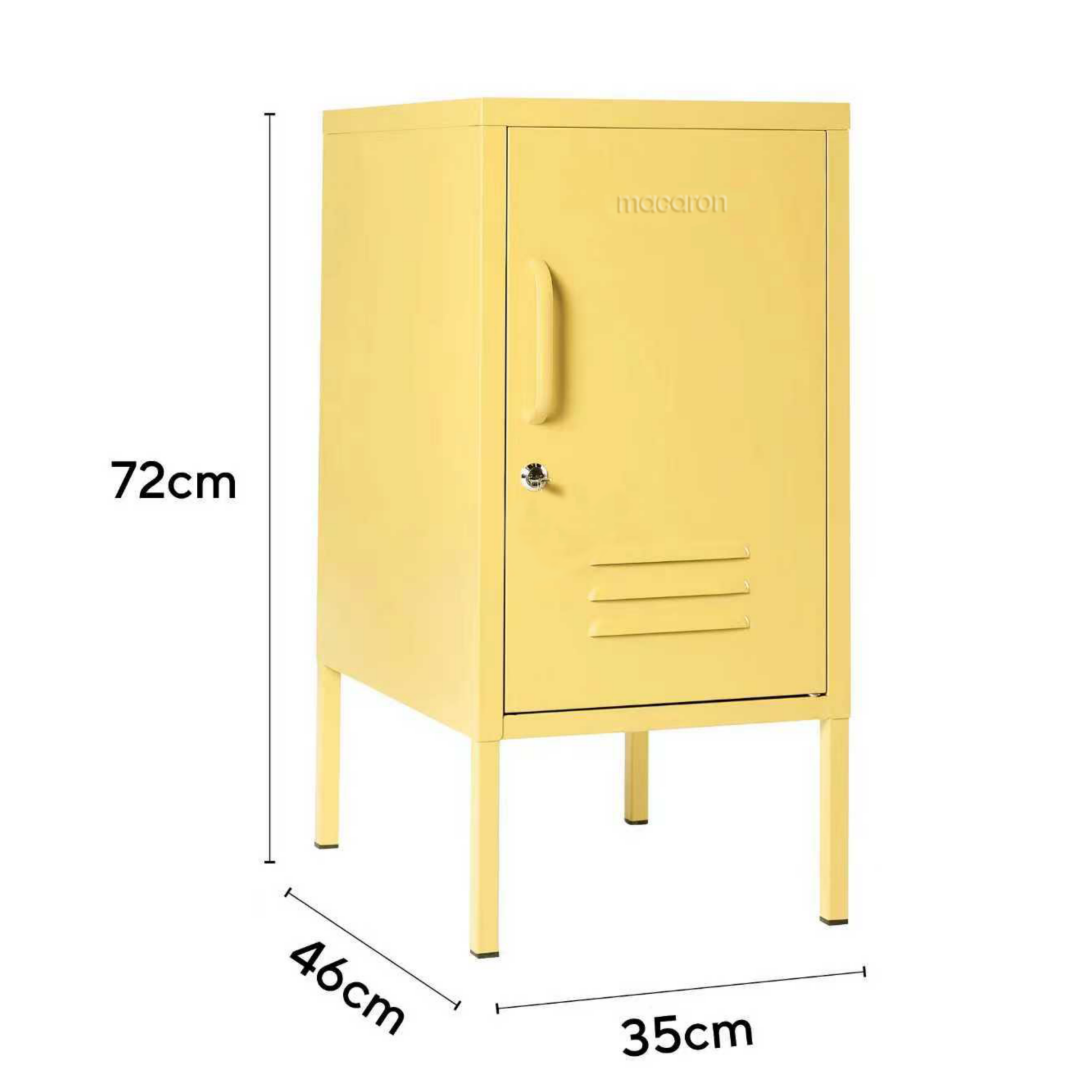 Steel Bedside Pedestal Metal Locker Adjustable Shelves Storage Cabinet - Butter Yellow