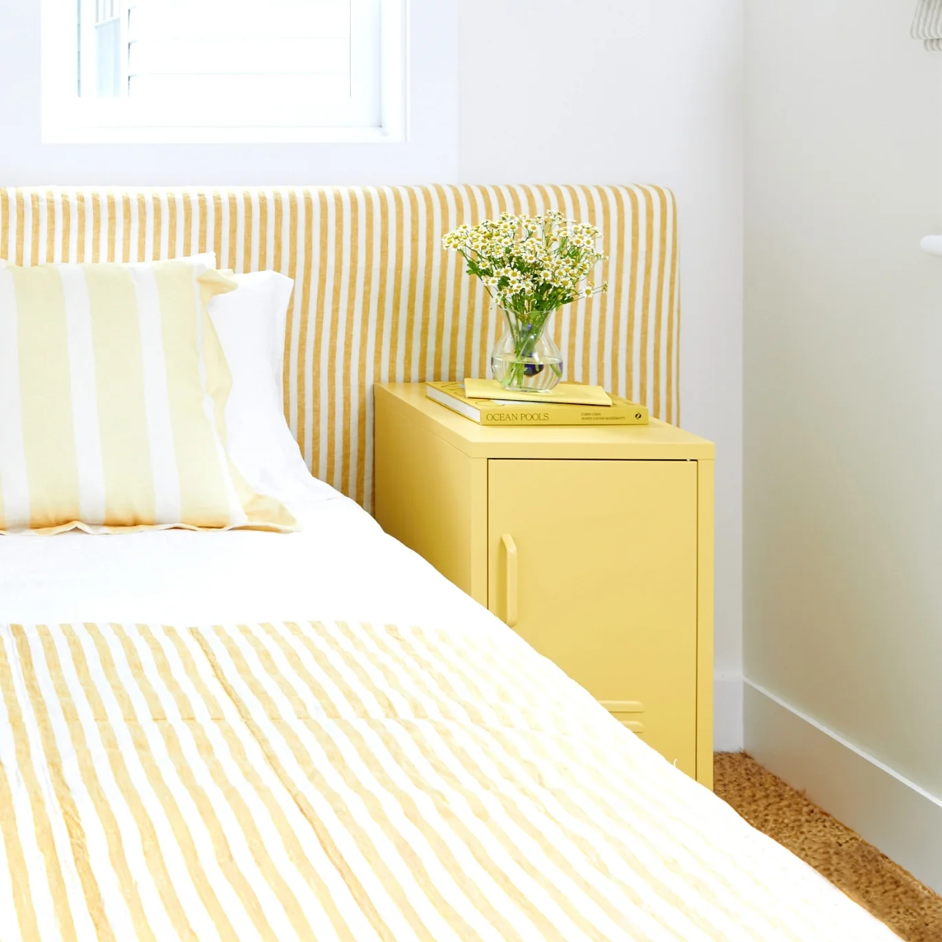 Steel Bedside Pedestal Metal Locker Adjustable Shelves Storage Cabinet - Butter Yellow