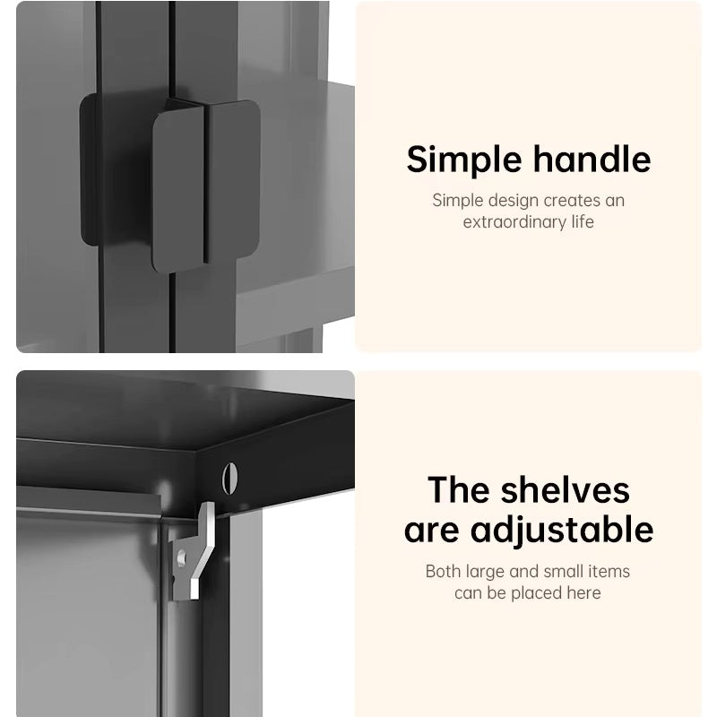 Steel Glass Display Cabinet Bookcases Storage Cupboard - Black
