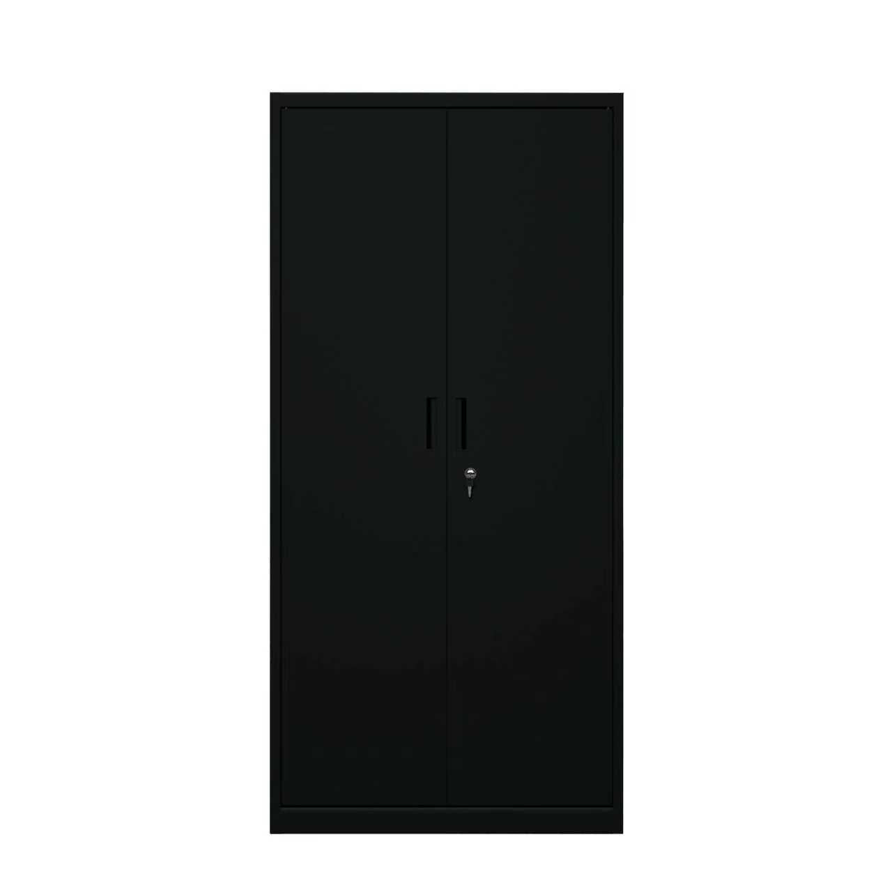 Steel Swing Door Inner Handle Tool Storage Cabinet Cupboard Locker - Black and Orange