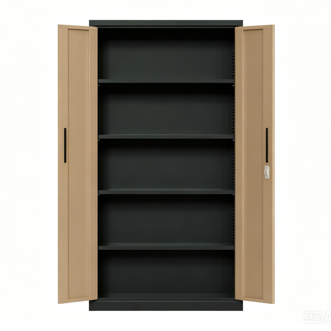 Steel Filing Cabinet Office/Home Storage Cupboard Locker File Organizer - Walnut & Black