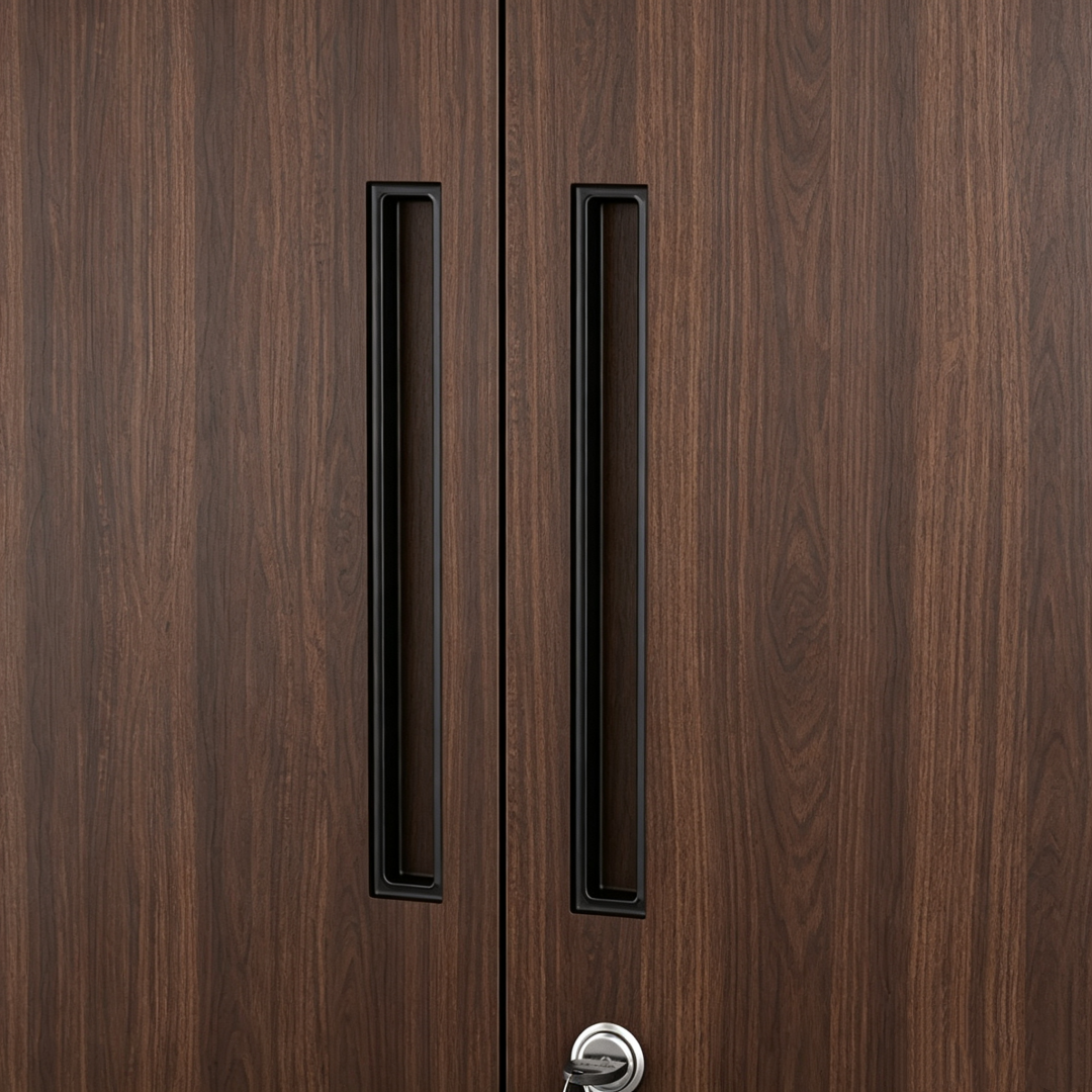 Steel Filing Cabinet Office/Home Storage Cupboard Locker File Organizer - Walnut & Black