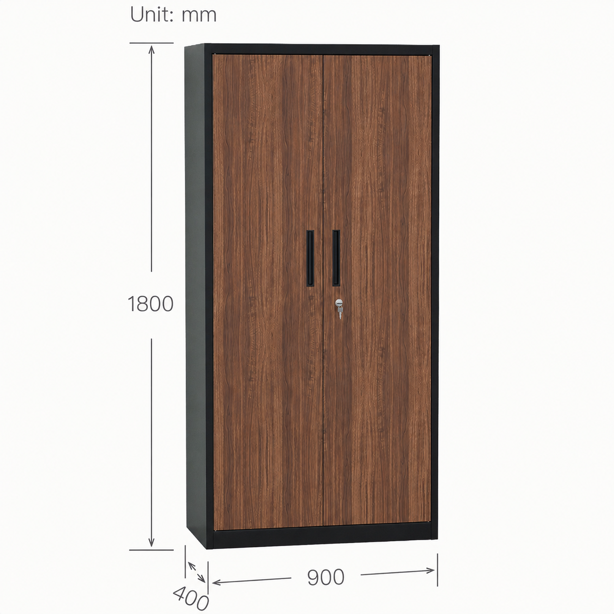 Steel Filing Cabinet Office/Home Storage Cupboard Locker File Organizer - Walnut & Black