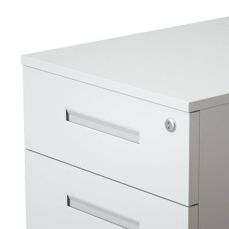Steel 3 Drawer Lockable Mobile File Cabinets For Office/Home - Inner Handle - Light Grey