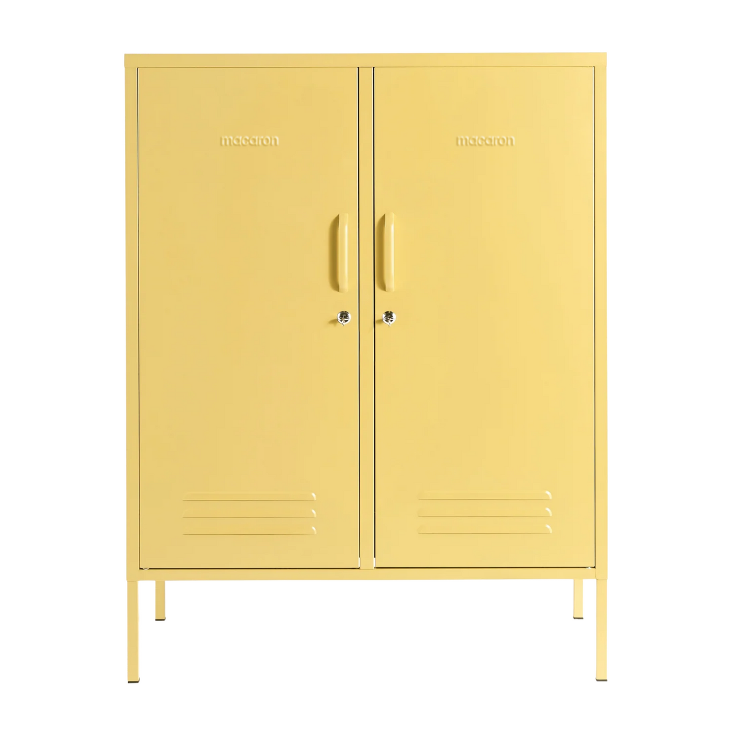 Steel Midi Sideboard Metal Locker Adjustable Shelves Storage Cabinet - Butter Yellow