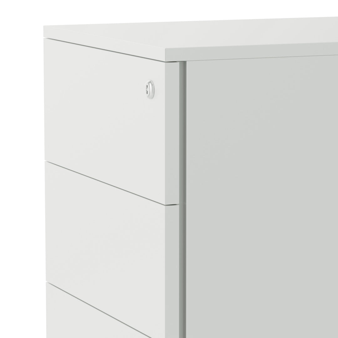 Steel 3 Drawer Lockable Mobile File Cabinets For Office/Home - Side Handle - Light Grey