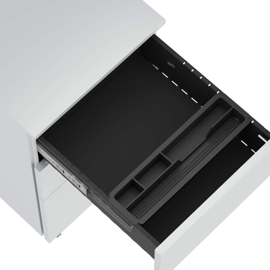 Steel 3 Drawer Lockable Mobile File Cabinets For Office/Home - Arc Handle - Light Grey