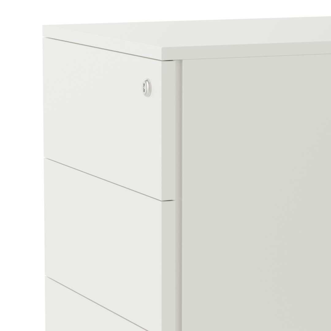 Steel 3 Drawer Lockable Mobile File Cabinets For Office/Home - Side Handle - White