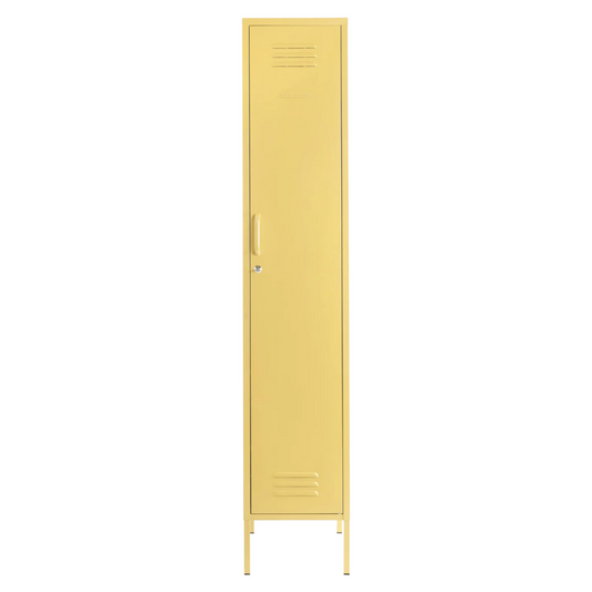 Steel Skinny Wardrobe Metal Locker Adjustable Shelves Storage Cabinet - Butter Yellow
