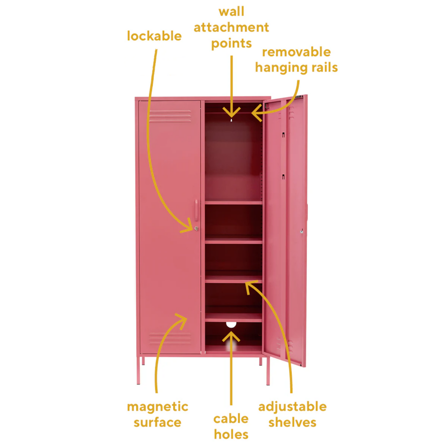 Steel Swing Door Wardrobe Twinny Locker Storage Cabinet Cupboard - Raspberry Pink