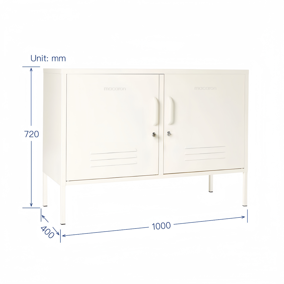 Steel Swing Door TV Stand Locker Lowdown Storage Cabinet Cupboard - White